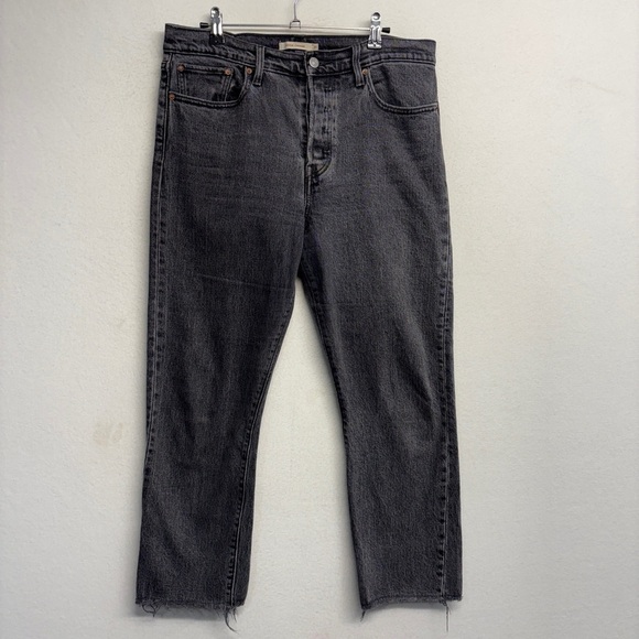 Levi's Wedgie Straight Jeans Black Gray Cutoff Fray 31 - Picture 1 of 10